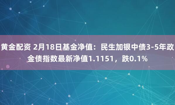 黄金配资 2月18日基金净值：民生加银中债3-5年政金债指数最新净值1.1151，跌0.1%